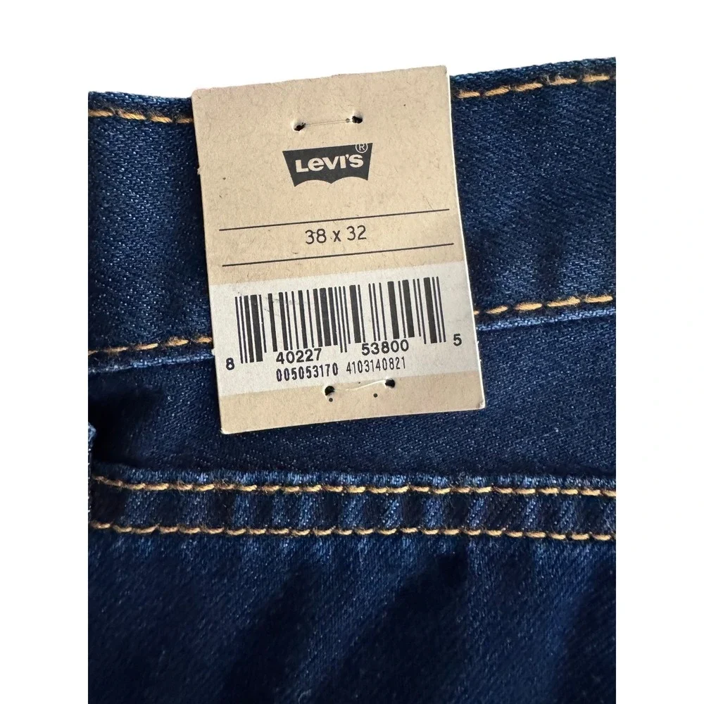 Levis 505 Regular Fit Straight Leg Jeans Mens 38x32 Dark Indigo Blue NWT